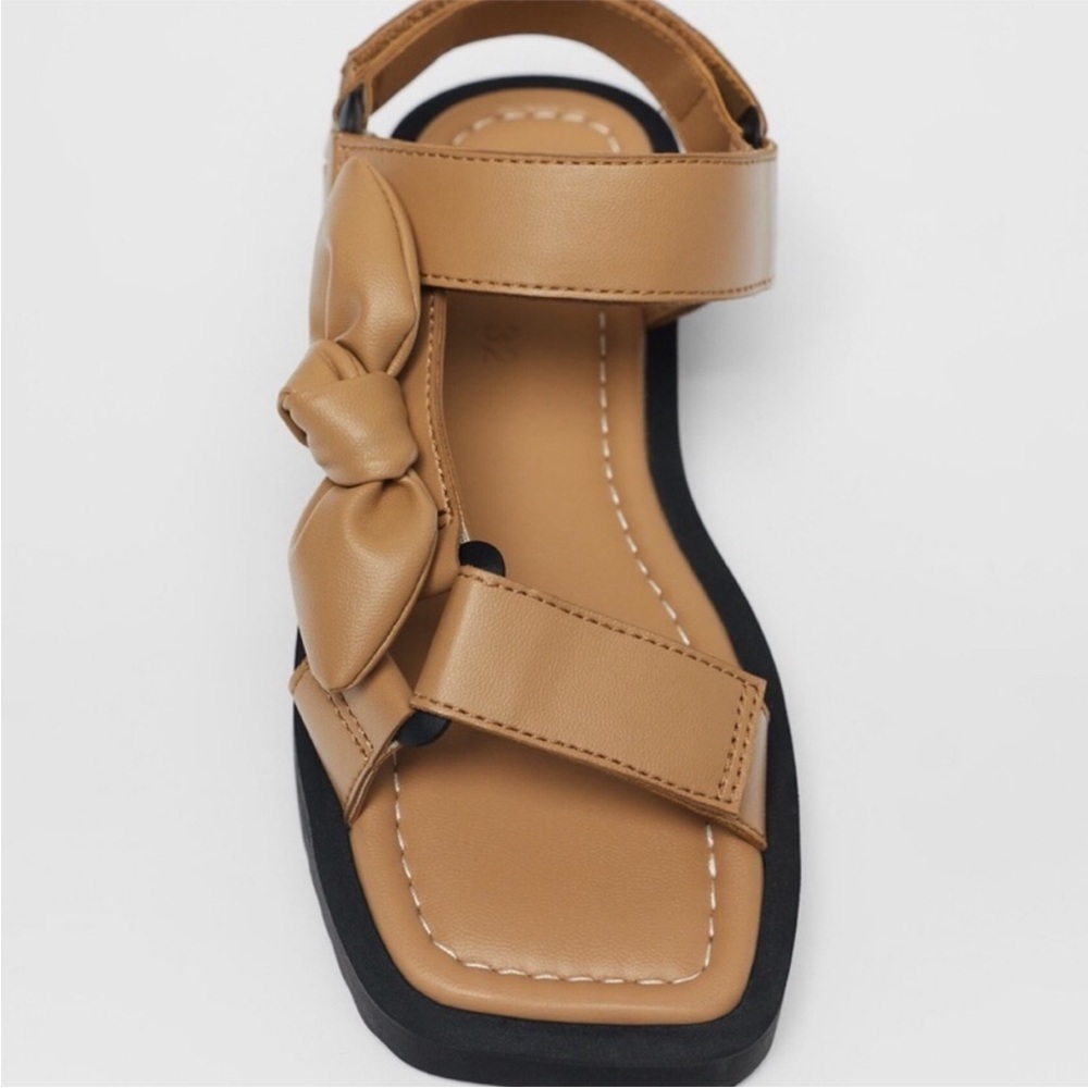 Zara |  Womens Tan Strapped Bow Sandals Size 36 - Picture 11 of 11